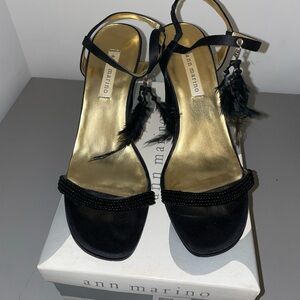 Ann Marino dressy black satin heels size 9.5